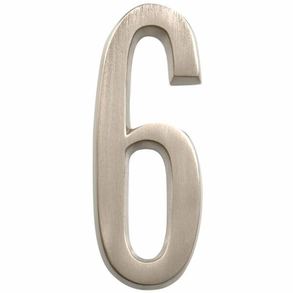 Ornatus Outdoors 4 in. Nickel Distinctions Zinc Die-Cast Adhesive Plaque Number - 6 -  3 Piece OR3517036